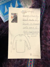 Load image into Gallery viewer, Vintage Pangnirtung Inuit handmade 100% wool cardigan in vibrant purples with felt applique designs and colourful embroidered trim. Made in Canada. - Kingspier Vintage

