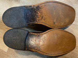 Kingspier Vintage - 1970s Brown Pebbled Leather Plain Toe Derbies - Sizes: 9M 11W 42EURO, Made in England, Genuine Leather Insoles, Leather Soles and Rubber Heels