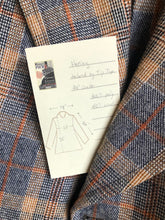 Load image into Gallery viewer, Vintage Henley two piece wool blend suit in orange, navy and white plaid, Circa 1970s. Union made in Canada. - Kingspier Vintage

