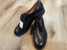 Load image into Gallery viewer, Kingspier Vintage - Black Plain Toe Derbies S-3383 1965 F 9 1/2, Sizes: 9.5M 11.5W 42-43EURO, Leather Soles and Insoles, Gripso Rubber Heels

