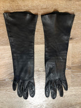 Load image into Gallery viewer, Kingspier Vintage - Black leather three-quarter length gloves. Beautiful soft and lightweight leather. Size small/ 7.
