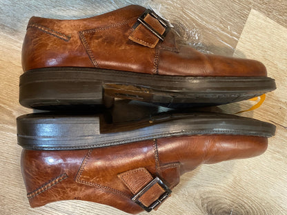 Kingspier Vintage - Brown Plain Toe Single Monk Strap with Buckle by Johnston &amp; Murphy Passport - Sizes: 8.5M 10.5W 41-42EURO, Made in Italy, Leather Uppers, Leather and Rubber Soles