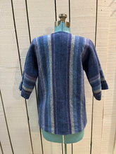 Load image into Gallery viewer, Vintage Bogside Weaving hand woven purple 100% pure wool cardigan with two button closures.

Made in St John’s, Newfoundland

