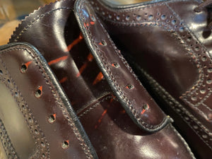 Kingspier Vintage - Dark Burgundy Full Brogue Wingtip Derbies by Dack's Finest Quality Shoes for Men - Sizes: 9M 11W 42EURO, Made in Mexico, Dack's Leather Soles and Rubber Heels, Genuine Goodyear Welt Leather Insoles, Some Fading on Tongue and Toe