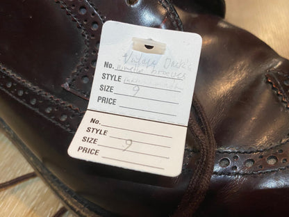 Kingspier Vintage - Dark Burgundy Full Brogue Wingtip Derbies by Dack's Finest Quality Shoes for Men - Sizes: 9M 11W 42EURO, Made in Mexico, Dack's Leather Soles and Rubber Heels, Genuine Goodyear Welt Leather Insoles, Some Fading on Tongue and Toe