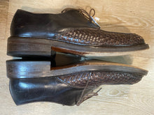 Load image into Gallery viewer, Kingspier Vintage - Brown Basket Weave Leather Derbies with Dark Brown Quarters/Back by Antica Cuoieria Shoemaker’s Goodyear Type - Sizes: 9.5M 11.5W 42.5EURO, Made in Italy, Vero Cuoio Leather Soles and Insoles, Antica Cuoieria Rubber Heels

