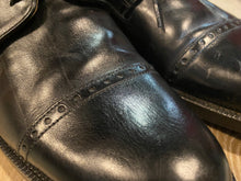 Load image into Gallery viewer, Kingspier Vintage - Black Sheep Skin Quarter Brogue Cap Toe Derbies by Johnston &amp; Murphy Signature Series - Sizes: 8.5M 10.5W 41-42EURO, Made in India, Leather and Rubber Soles
