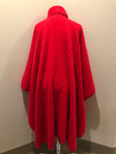 Load image into Gallery viewer, Kingspier Vintage - Camargo bright red alpaca wool cape with attached scarf and button closures.
