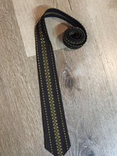 Load image into Gallery viewer, Kingspier Vintage - Topper cravat by Benard vintage tie in gold, black and white design. Fibres unknown.

Length: 53”
Width: 2.5”

This tie is in excellent condition.
