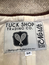 Load image into Gallery viewer, Kingspier Vintage - Tuck Shop Trading Co Dreamy Cape. Made in Canada with high quality wool from the Woolrich Mill, leather trim, round brass buttons and full lining. Size small.
