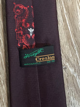 Load image into Gallery viewer, Kingspier Vintage - Creslan tie with burgundy, red and white design. Fibres unknown.

Length: 53” 
Width: 2.5” 

This tie is in excellent condition.
