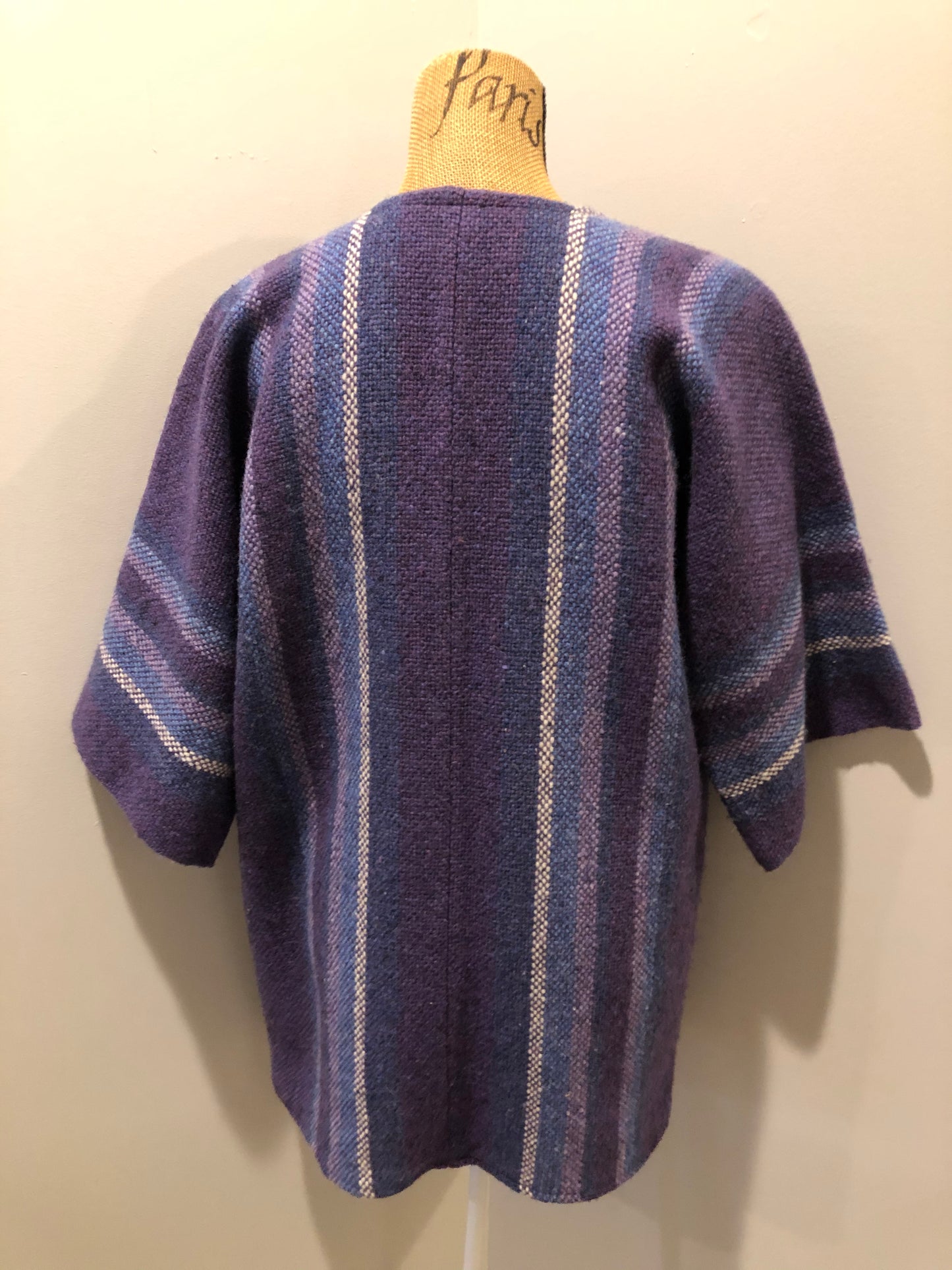 Kingspier Vintage - Bogside Weaving handwoven wool cardigan with two wooden button closures. Made in St. John’s NFLD, Canada. Size medium.