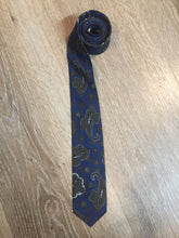 Load image into Gallery viewer, Kingspier Vintage - Abbey 100% polyester tie with blue and green paisley design.

Length: 52” 
Width: 2.25” 

This tie is in excellent condition.
