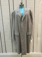 Load image into Gallery viewer, Vintage E. Braun and Co. grey wool and silk blend coat with button closures and two front flap pockets.

Made in Baden-Baden W. Germany 
Chest 44”
