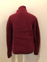 Load image into Gallery viewer, Kingspier Vintage - Burgundy mantles quarter button down lambswool and cashmere blend Sweater. 95% lamb and 5% cashmere. Size medium. 

