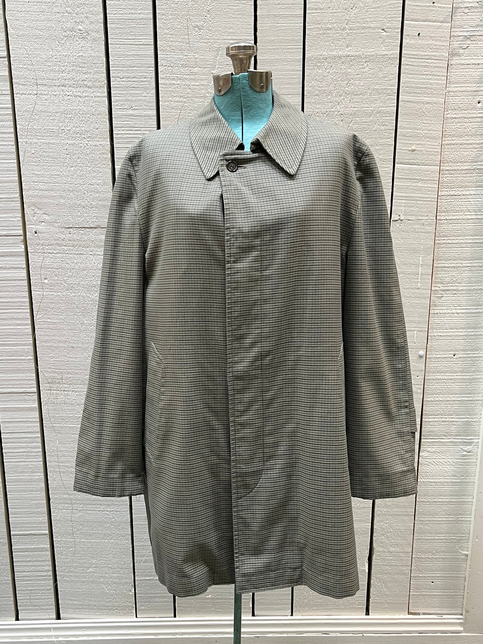Vintage London Fog Grey Houndstooth Maincoat with Removable Lining