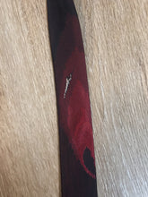 Load image into Gallery viewer, Kingspier Vintage - Park Lane deep red 100% silk tie with peacock feather motif. Made in Québec.

Length: 53.5” 
Width: 1.5” 

This tie is in excellent condition.
