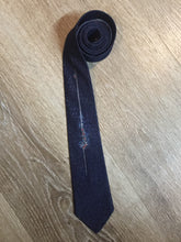 Load image into Gallery viewer, Kingspier Vintage - Vintage dark blue tie with white, light blue and red flower motif. Fibres unknown.

Length: 54.25”
Width: 2.5” 

This tie is in excellent condition.
