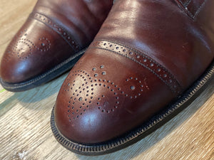 Kingspier Vintage - Burgundy Half Brogue Cap Toe Derbies by Red Shoe - Sizes: 6M 7.5W 38-39EURO, Vero Cuoio Leather Soles and Half Rubber Heels