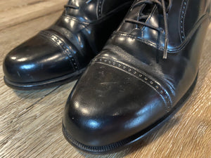 Kingspier Vintage - Black Quarter Brogue Cap Toe Oxfords by Bostonian Classics - Sizes: 8M 10W 41EURO, Made in China, Leather Upper and Lining, Bostonian First Flex Leather Soles and Rubber Heels