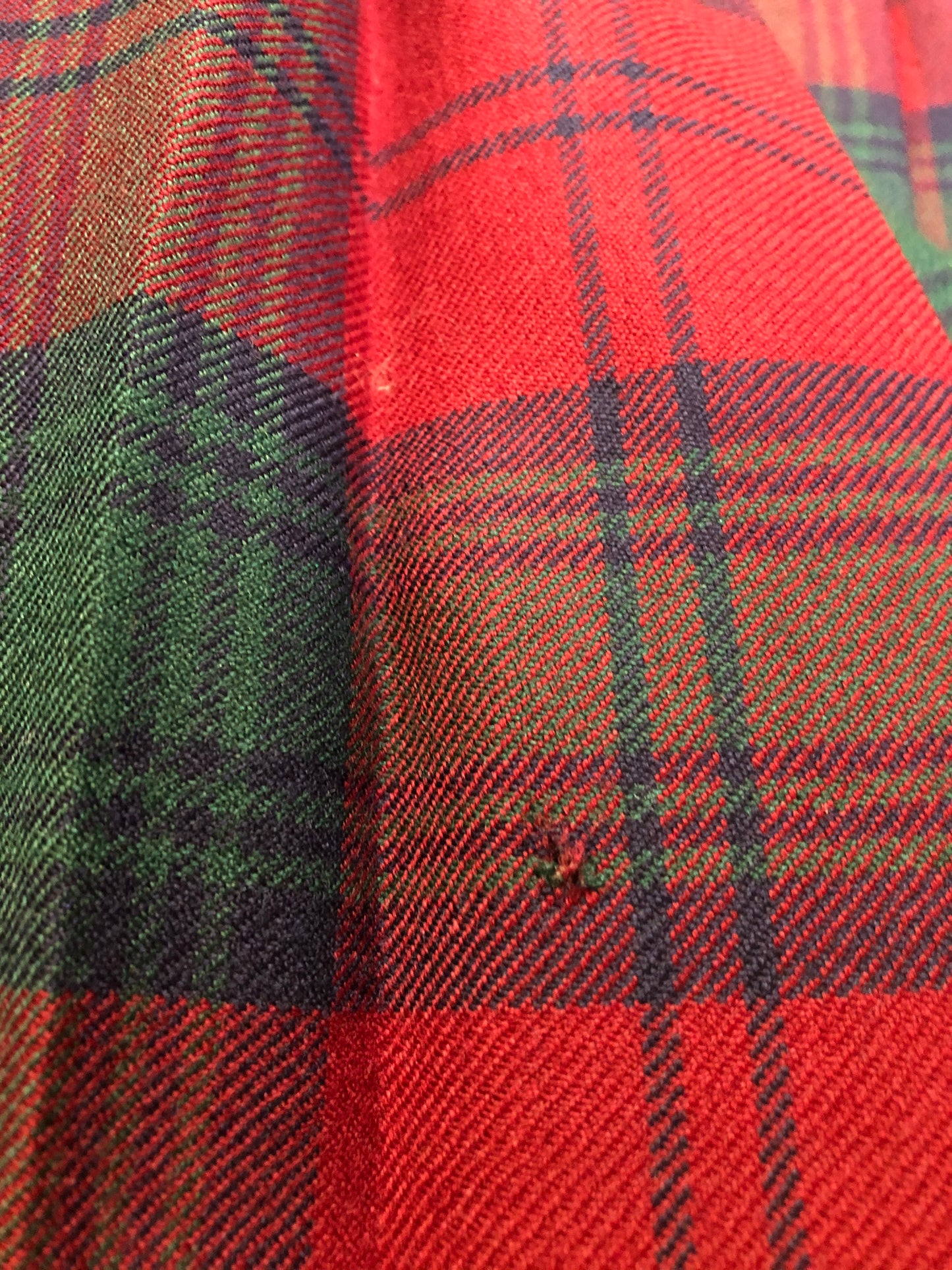 Kingspier Vintage - Vintage Al Jean red and green 100% pure virgin wool plaid Fashion Kilt. Made in Canada.