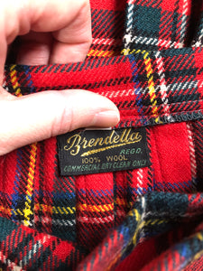 Kingspier Vintage - Vintage Brendella Royal Stewart tartan 100% wool kilt with fringed over skirt. Made in Ireland.