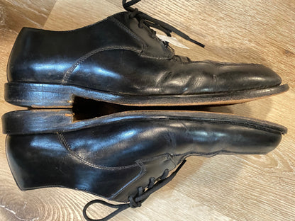 Kingspier Vintage - Black Leather Derbies with Caiman Alligator Vamps by Florsheim Imperial - Sizes: 9.5M 11.5W 42-43EURO, Made in Brazil, Leather Uppers and Soles, Full Leather Linings, Partial Rubber Heels