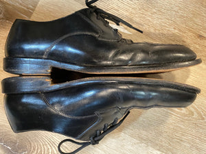 Kingspier Vintage - Black Leather Derbies with Caiman Alligator Vamps by Florsheim Imperial - Sizes: 9.5M 11.5W 42-43EURO, Made in Brazil, Leather Uppers and Soles, Full Leather Linings, Partial Rubber Heels