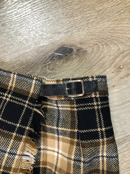 Kingspier Vintage - Pitlochry Knitwear black, white and brown plaid 100% wool kilt.