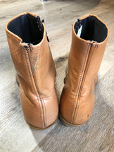 Load image into Gallery viewer, Kingspier Vintage - Light brown leather short cowboy boot with round toe, side zipper and decorative stitching.

Size 11 - 12 Mens

The leather uppers and soles are in excellent condition.
