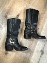 Load image into Gallery viewer, Kingspier Vintage - Vintage Black Boulet Motorcycle Boots with Vibram soles. Made in Canada.

Size 5 Womens

The uppers and soles are in excellent condition.
