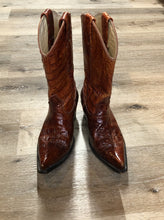 Load image into Gallery viewer, Kingspier Vintage - Rogers reptile skin cowboy boots with pointed toe and leather soles.

Size 6 Mens

The uppers and soles are in good condition with some overall wear.
