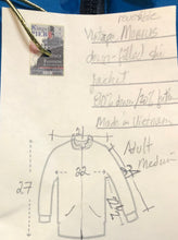 Load image into Gallery viewer, Kingspier Vintage - Vintage Mobius reversible blue and black down filled ski jacket.

This jacket features reversible blue side and black side, zipper closure, two pockets, Logo printed across the back collar,100% polyester shell and 80% down/ 20% feather fill.

Made in Vietnam.
Size Medium.
