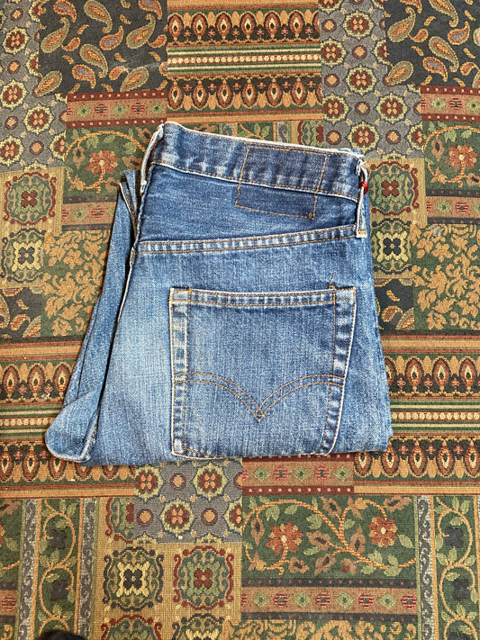 Levi’s 505 Denim Jean - 31”x31”  Vintage Red Tab  Mid rise  Zip fly  Straight leg.  Medium wash  Tags removed  Worn in Netflix’s “The Sinner”  Made in USA - Kingspier Vintage