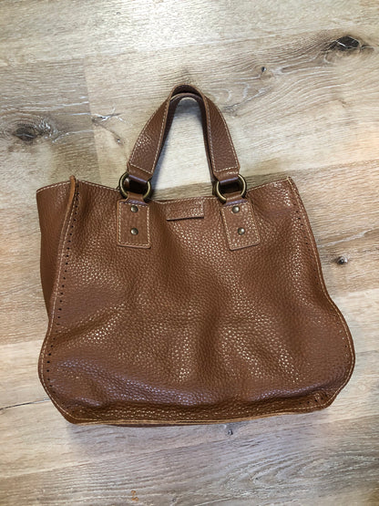 Kingspier Vintage - Russell and Brommley brown pebble leather handbag with decorative stitching one inside compartment
