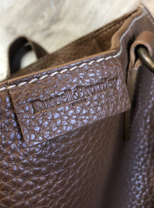 Kingspier Vintage - Russell and Brommley brown pebble leather handbag with decorative stitching one inside compartment
