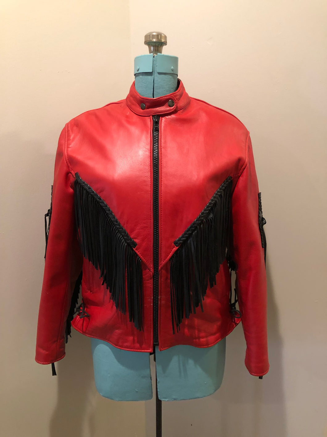 Vintage Screamin’ Eagle Red Fringe Leather Jacket