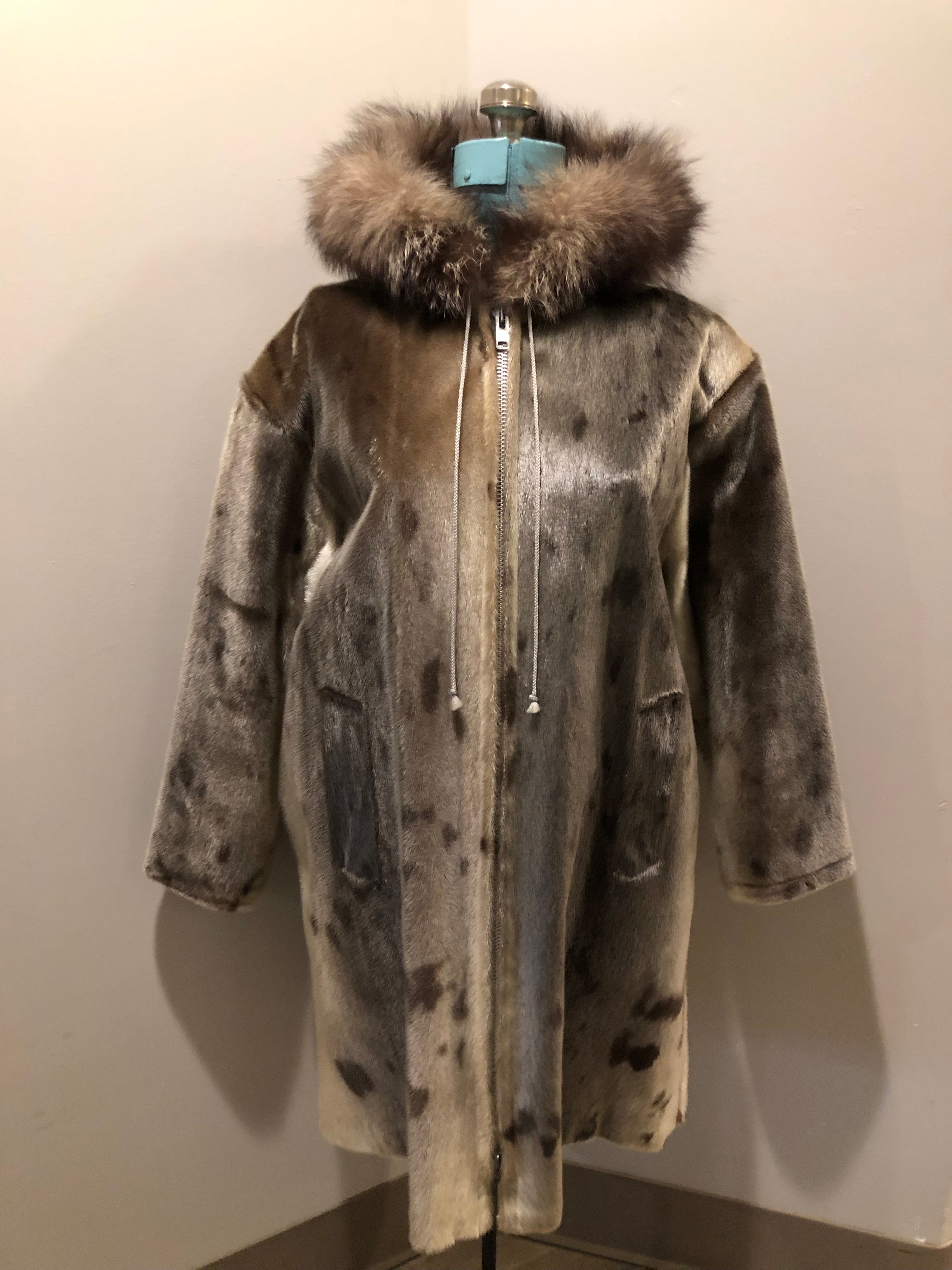 Vintage Indigenous Made Fur Parka, Size 46, Made in Newfoundland