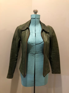 Very Rare Vintage 60s/ 70s East West Musical Instruments Co. Green Leather Jacket, Made in USA, SOLD