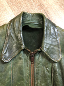 Very Rare Vintage 60s/ 70s East West Musical Instruments Co. Green Leather Jacket, Made in USA, SOLD