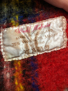 Kingspier Vintage - Vintage mohair blend red plaid scarf. Made in Scotland.
