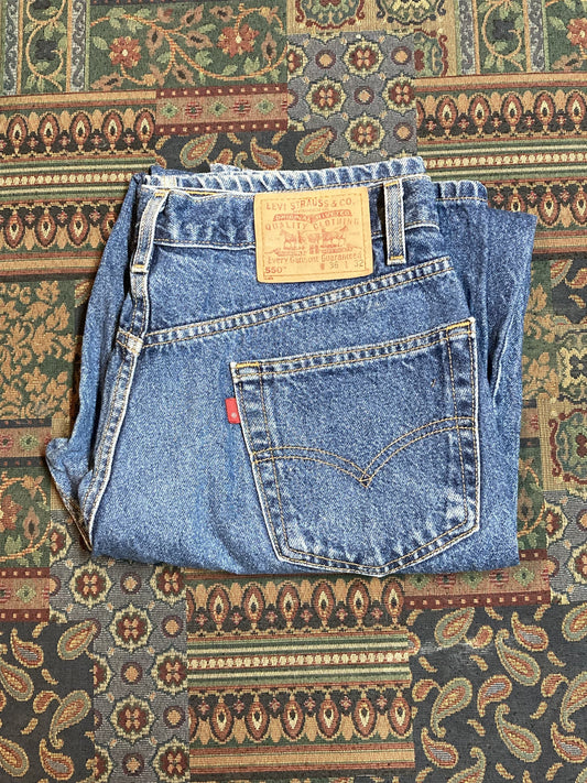 Levi’s 550 Vintage Red Tab Denim Jeans - 34”x31”, Made in El Salvador - Kingspier Vintage