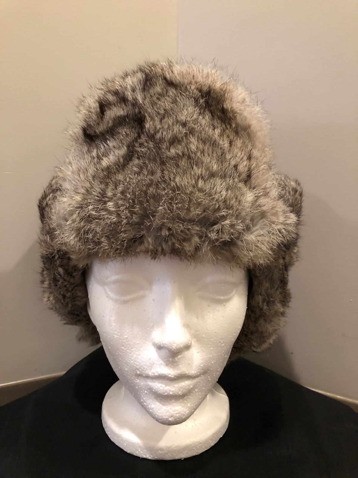 Crown Cap Faux Fur Trapper Hat Brown Made in Canada Crown Cap Luxurious Grey Real Rabbit Fur Aviator Hat for Men  main image 4