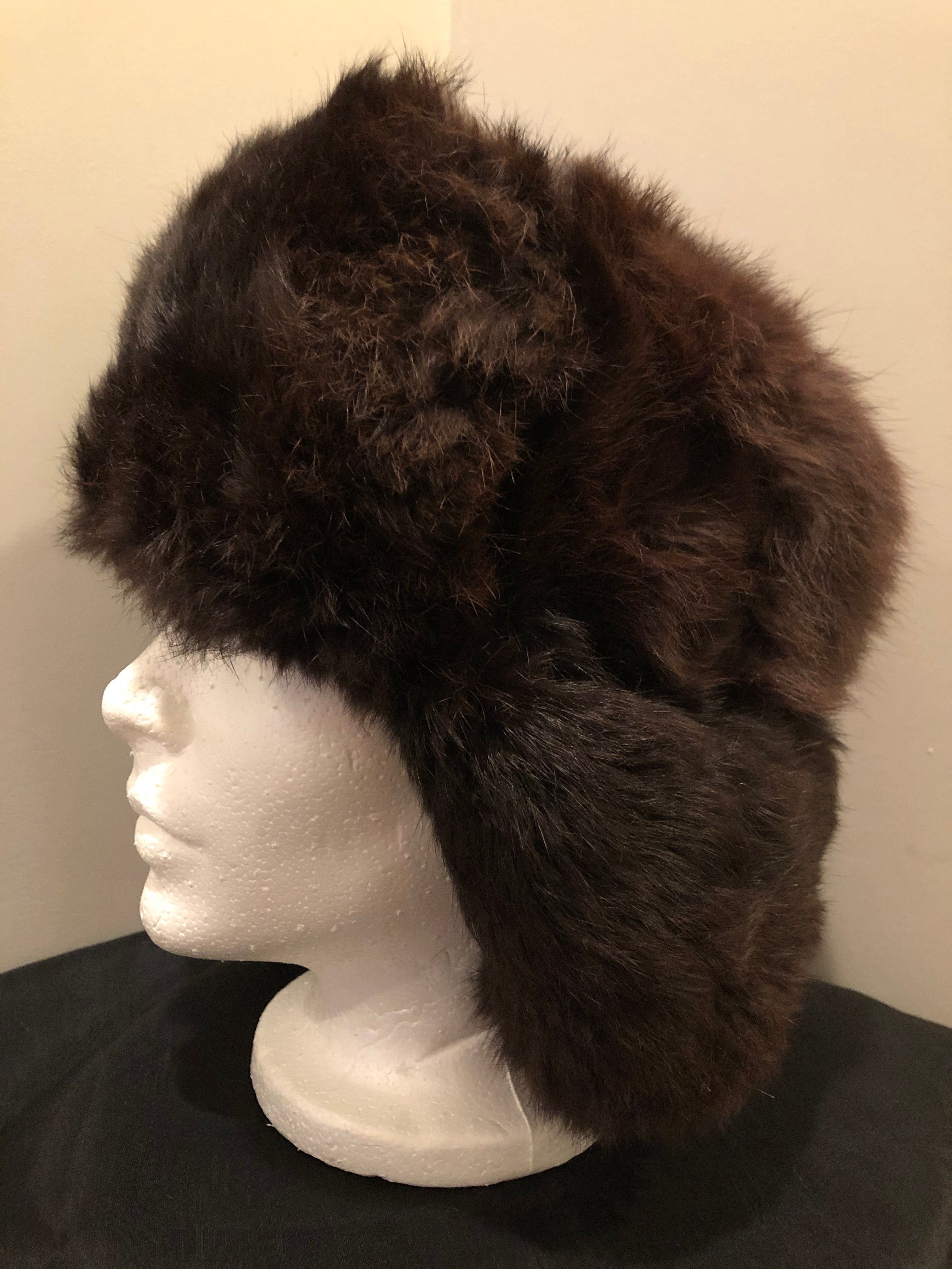 Vintage ORIGINAL Soviet orders USSR Fur Hat Satin Lining Sojupushnina