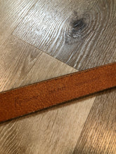 Load image into Gallery viewer, Kingspier Vintage - Gold croc-embossed leather belt with snake buckle closure.

