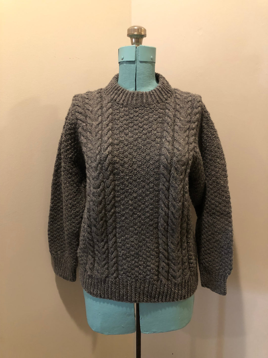 Kingspier Vintage - Vintage Heritage Crafts hand-knit grey wool crewneck sweater.

Made in Nova Scotia, Canada.
Size medium.
