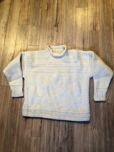 Kingspier Vintage - Vintage Romney South American style crewneck sweater in cream.

Size large.