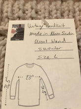 Load image into Gallery viewer, Kingspier Vintage - Vintage hand-knit crewneck sweater with a unique cream and burgundy pattern. 

Made in Nova Scotia, Canada.
Size large.
