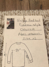 Load image into Gallery viewer, Kingspier Vintage - Vintage hand-knit fisherman style cream coloured crewneck sweater.
Fibers unknown.
Size XL.
