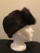 Load image into Gallery viewer, Kingspier Vintage - Dark brown fur hat with front flap and quilted lining.

Circumference - 21.5”

Hat is in good condition with some overall wear.
